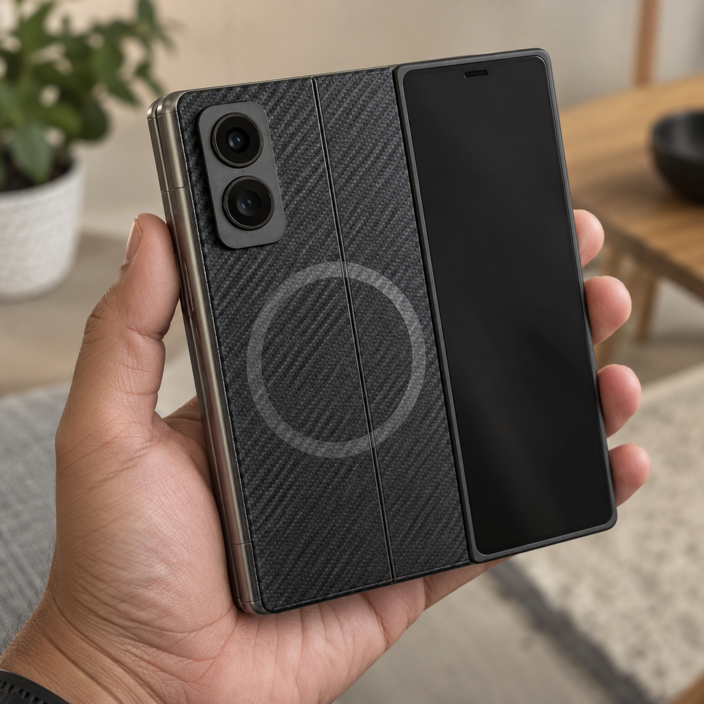 Carbonweave Thin Magnetic Case – iPhone Duo — in hand