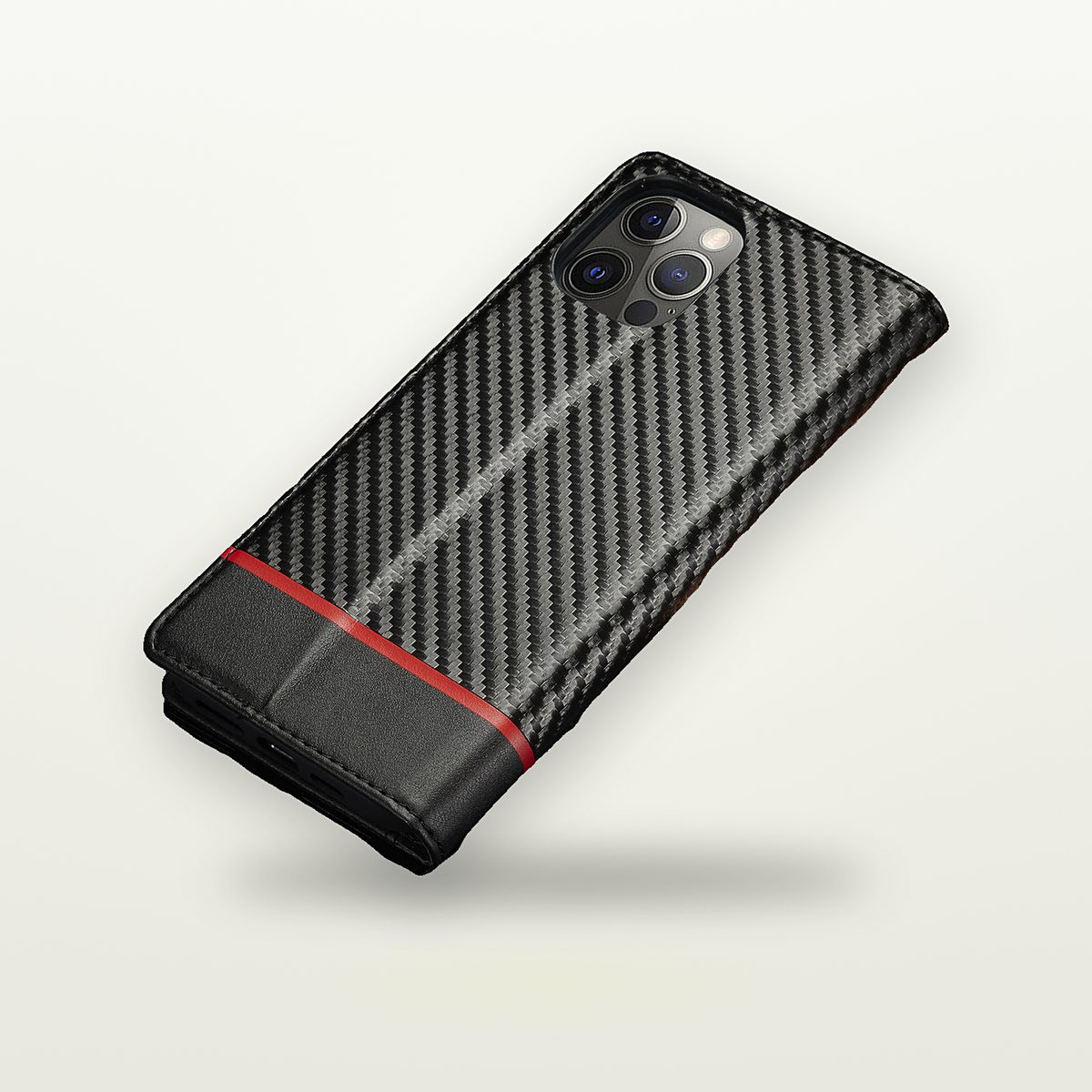 Carbon & Leather Flip MagSafe Case for iPhone 11–16 — GripLux (5)