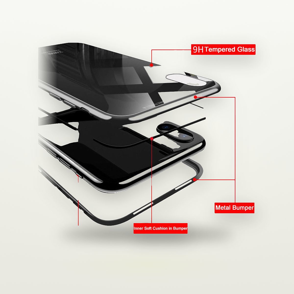 Magnetic Metal Frame Tempered Glass Case for iPhone 11–15 — GripLux (4)