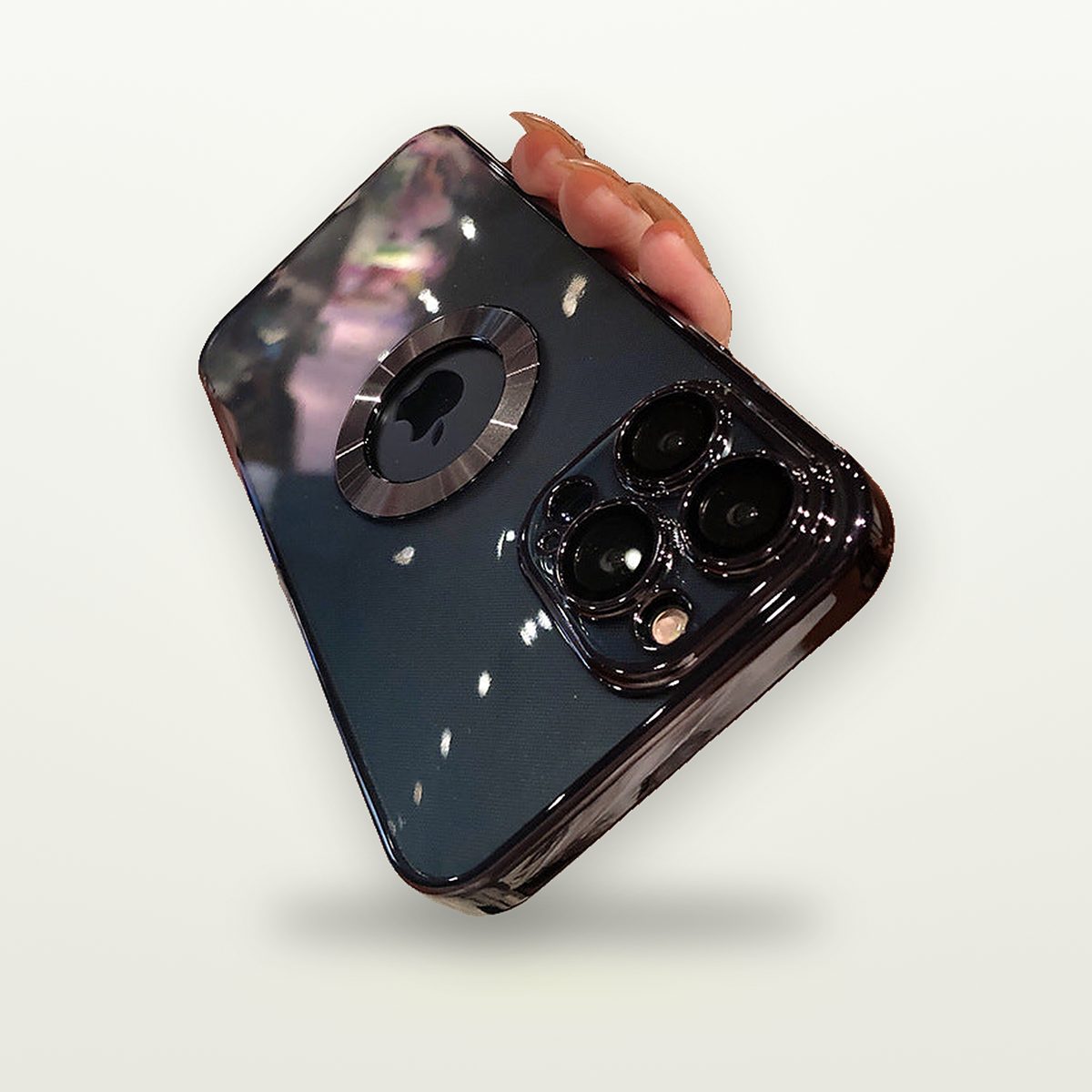 Clear Plated Case with Built-In Lens Guard for iPhone 11–15 — GripLux