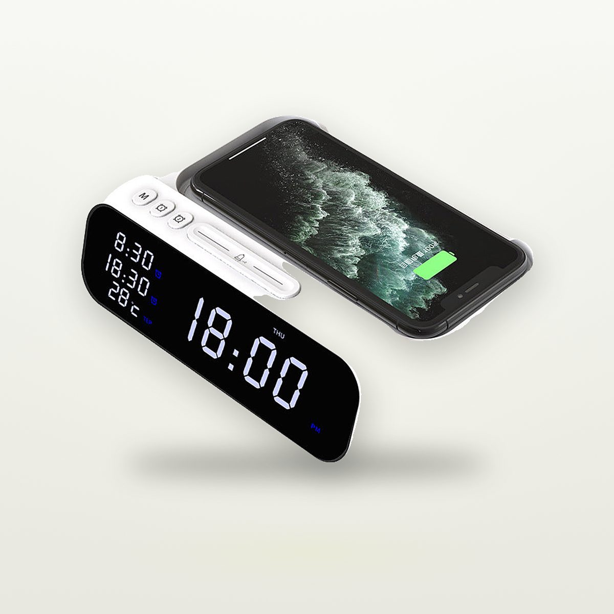 15W Wireless Charger Alarm Clock with Temperature Display — GripLux (7)