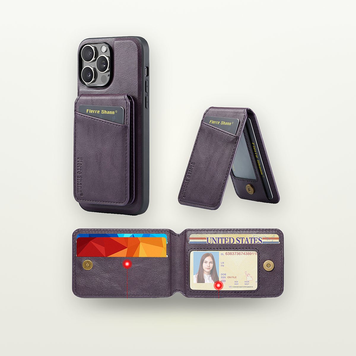 Card Slot Kickstand Magnetic Faux Leather Case for Galaxy S22–S25 — GripLux (2)