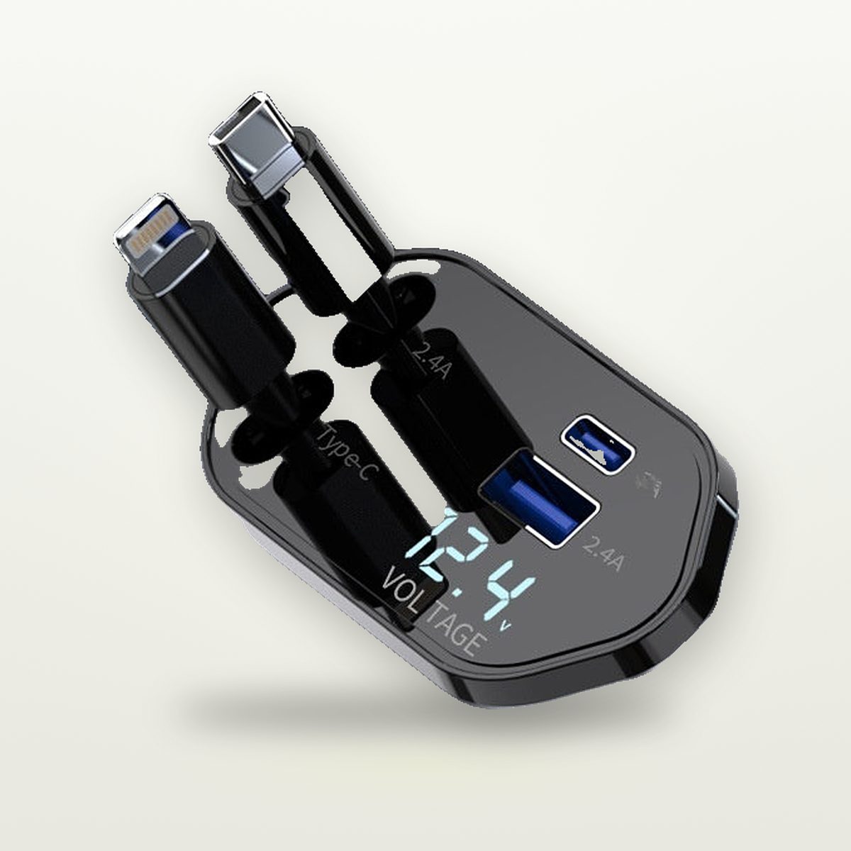120W Retractable 4-Port Car Charger — GripLux (2)