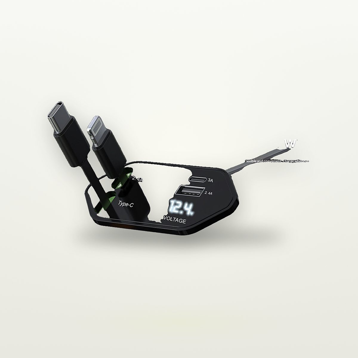 120W Retractable 4-Port Car Charger — GripLux (3)