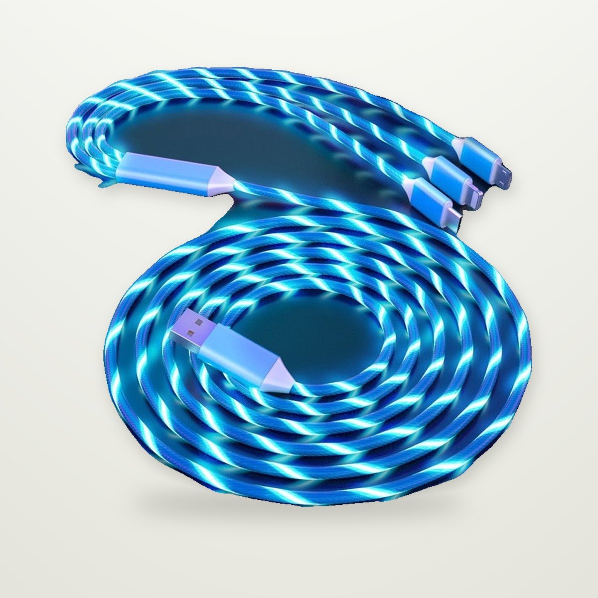 Rope-Style 3-in-1 LED Charging Cable, 1.2 m