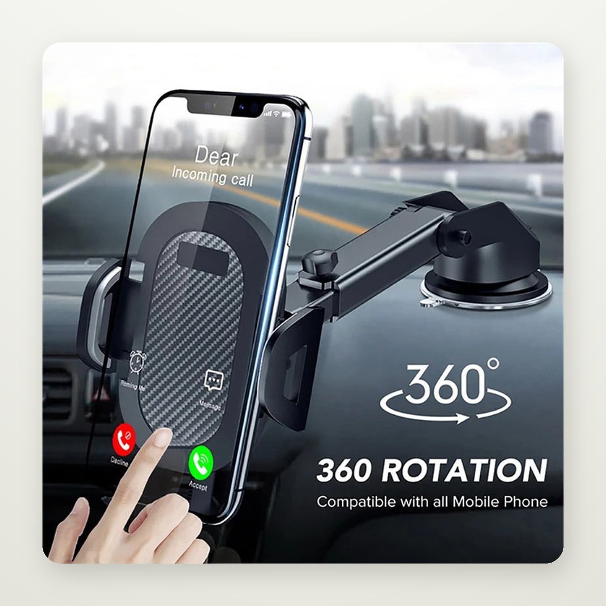Spring-Clamp Car Phone Holder (4–7 in)