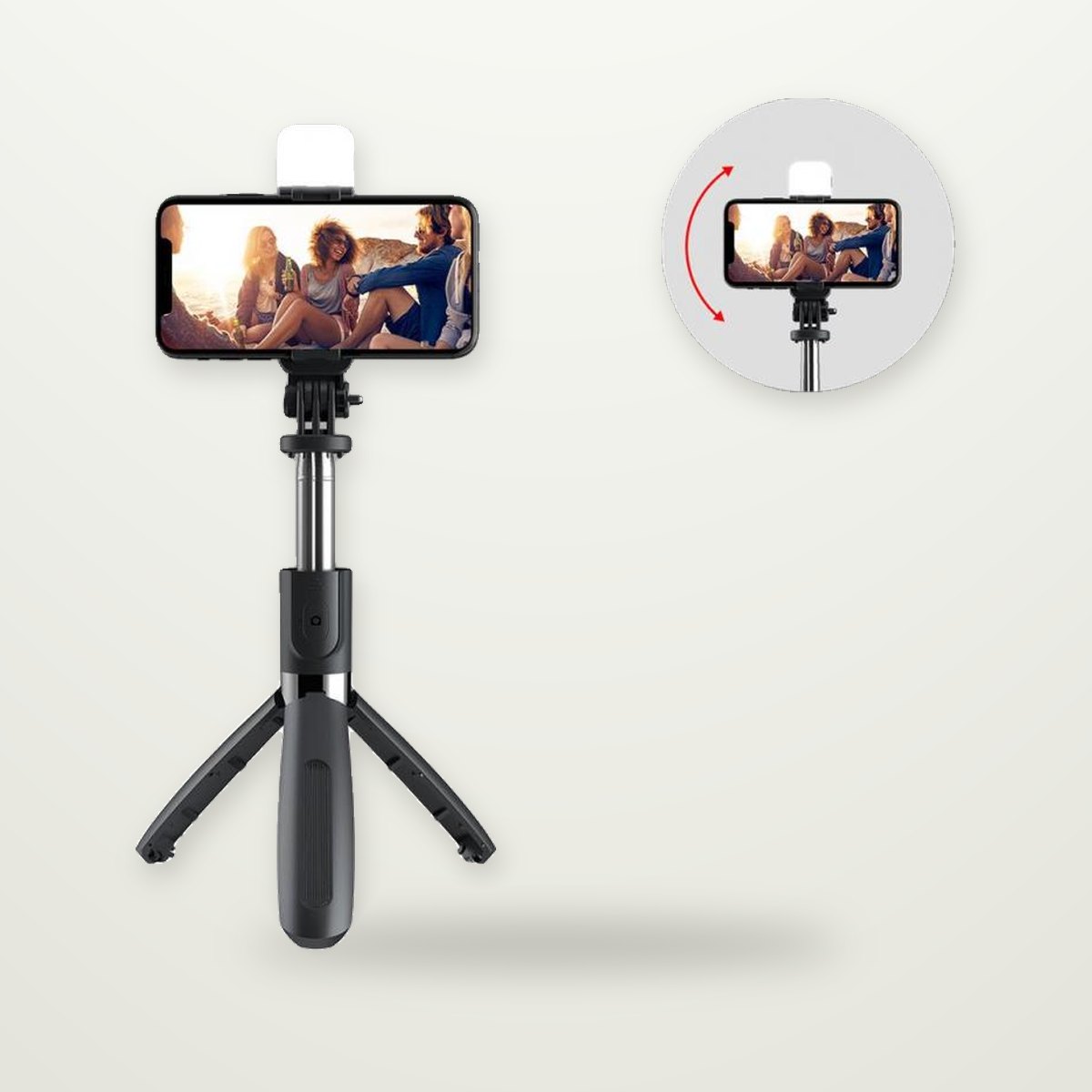 Extendable Selfie Stick Tripod, Optional Fill Light