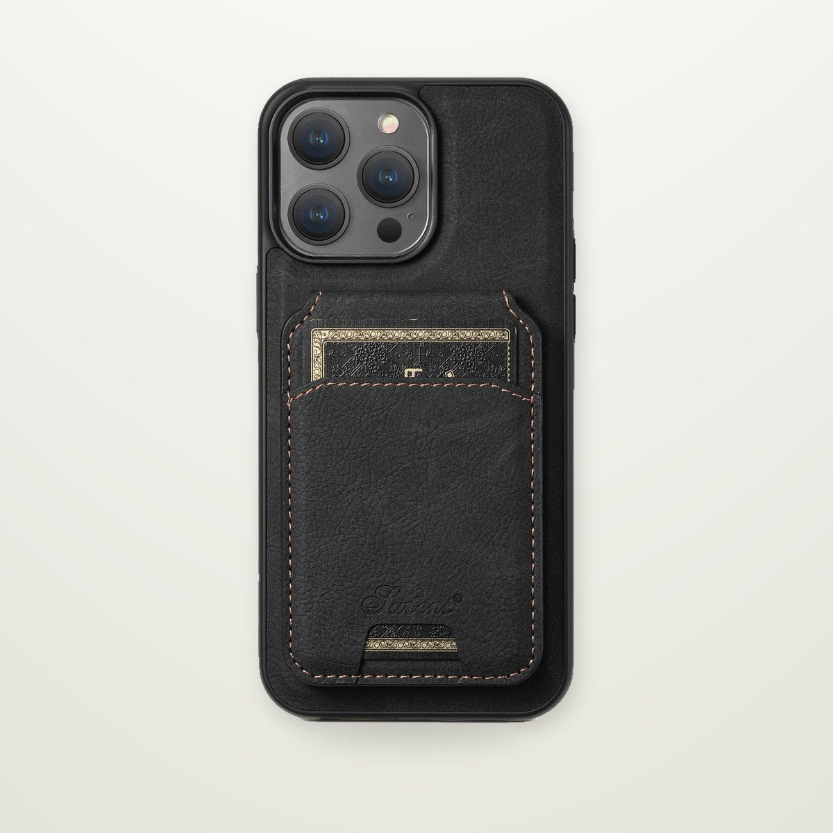 Leather-Look Case with Magnetic Card Wallet for iPhone 16–17