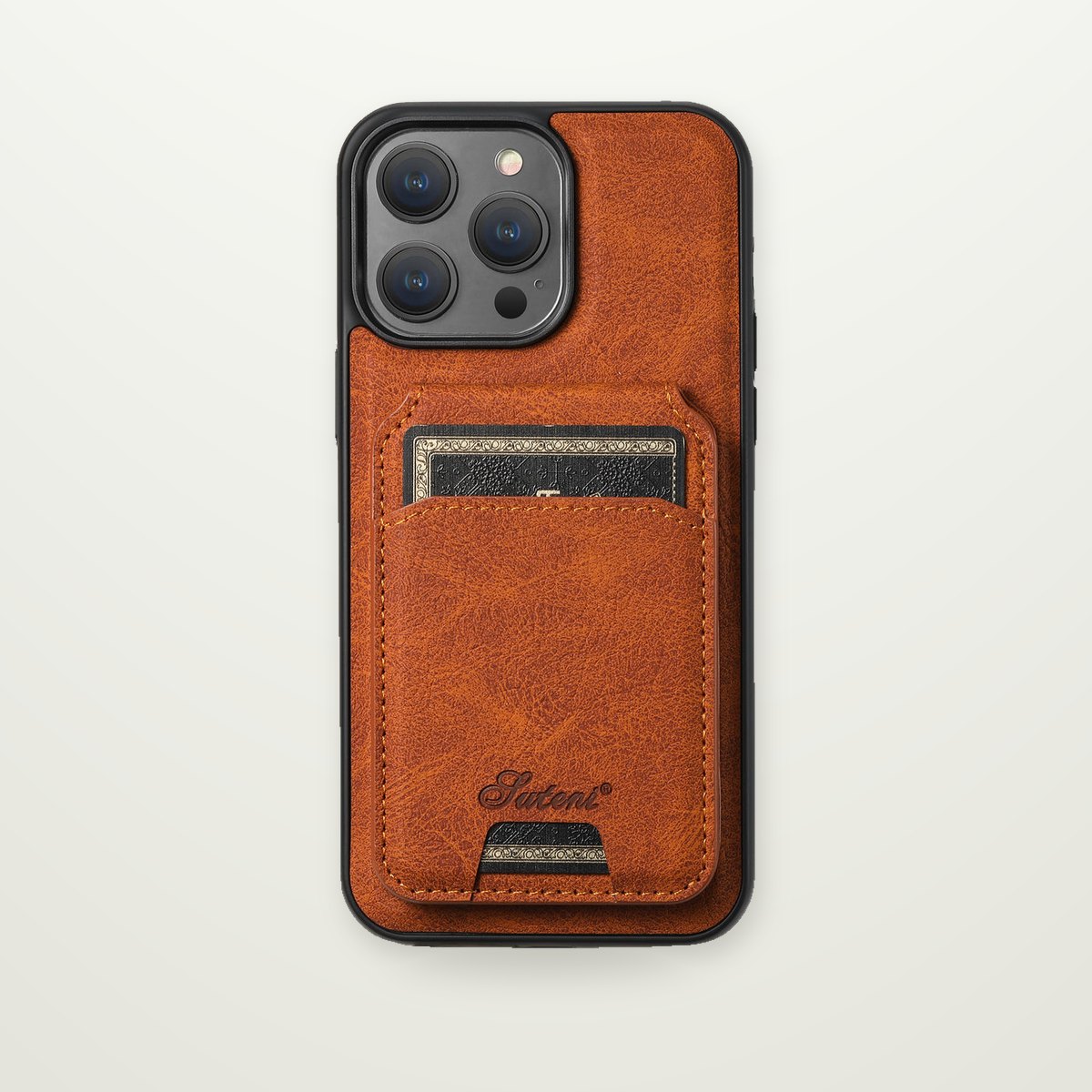 Leather-Look Case with Magnetic Card Wallet for iPhone 16–17