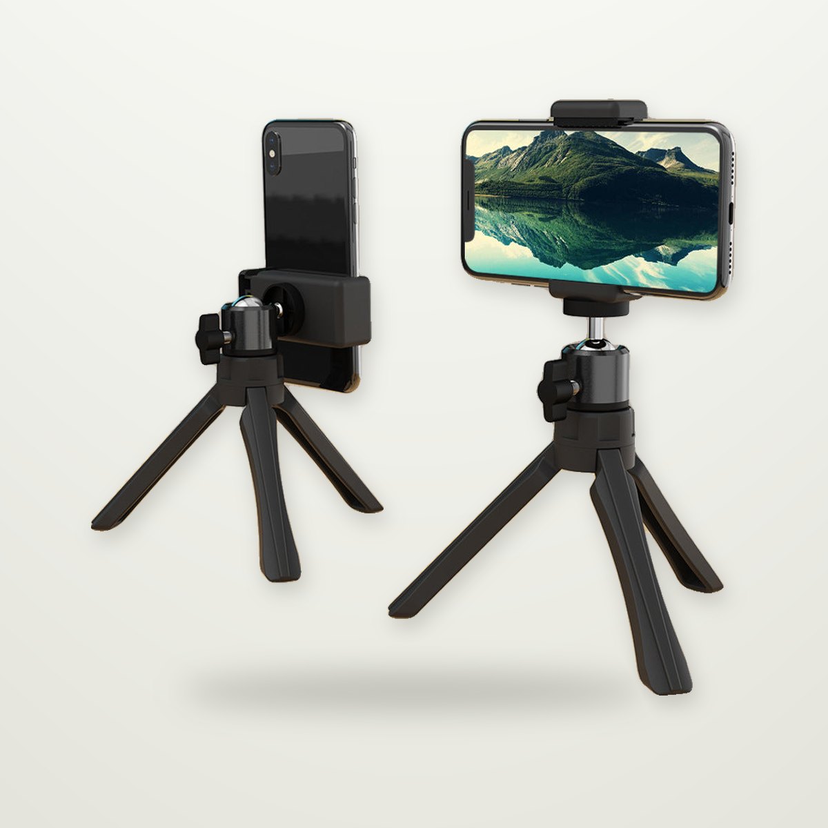 Mini Desktop Tripod with Pan-Tilt Phone Clip