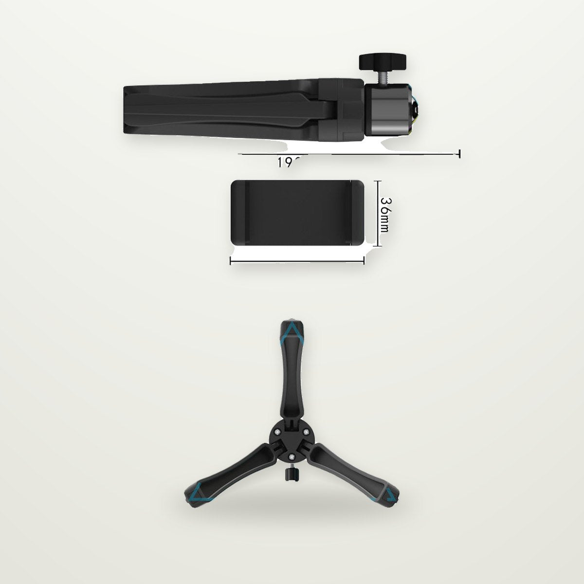 Mini Desktop Tripod with Pan-Tilt Phone Clip