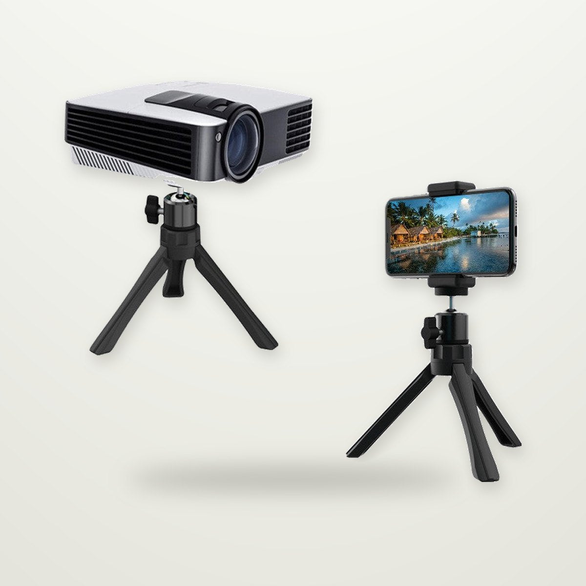 Mini Desktop Tripod with Pan-Tilt Phone Clip