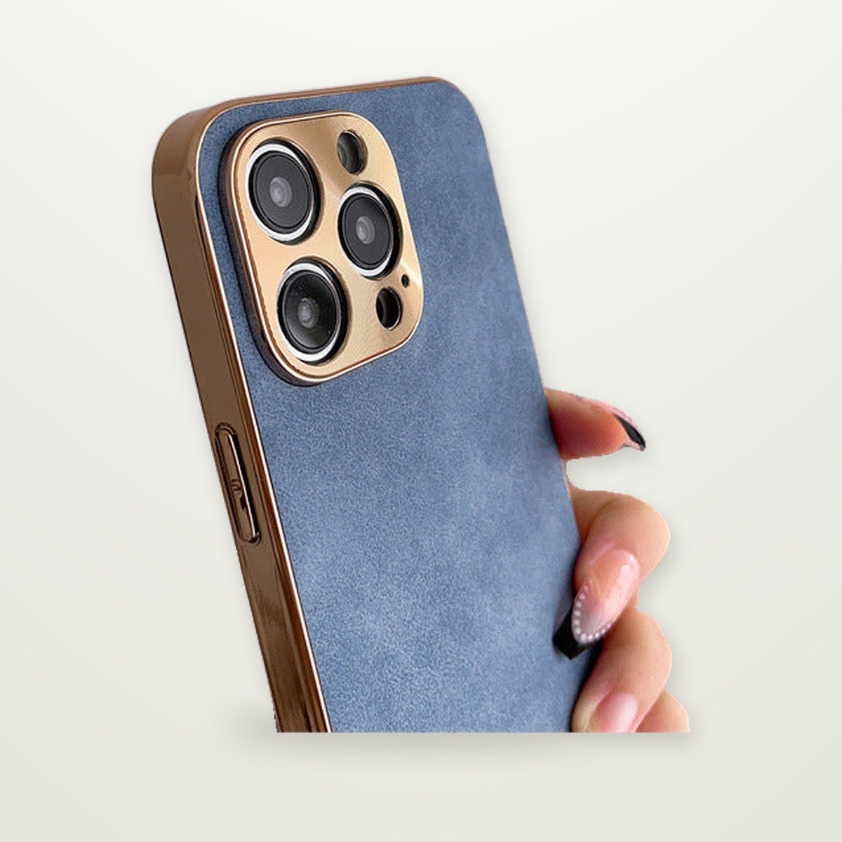 Plated Leather-Texture Case with Metal Lens Frame for iPhone 13–17