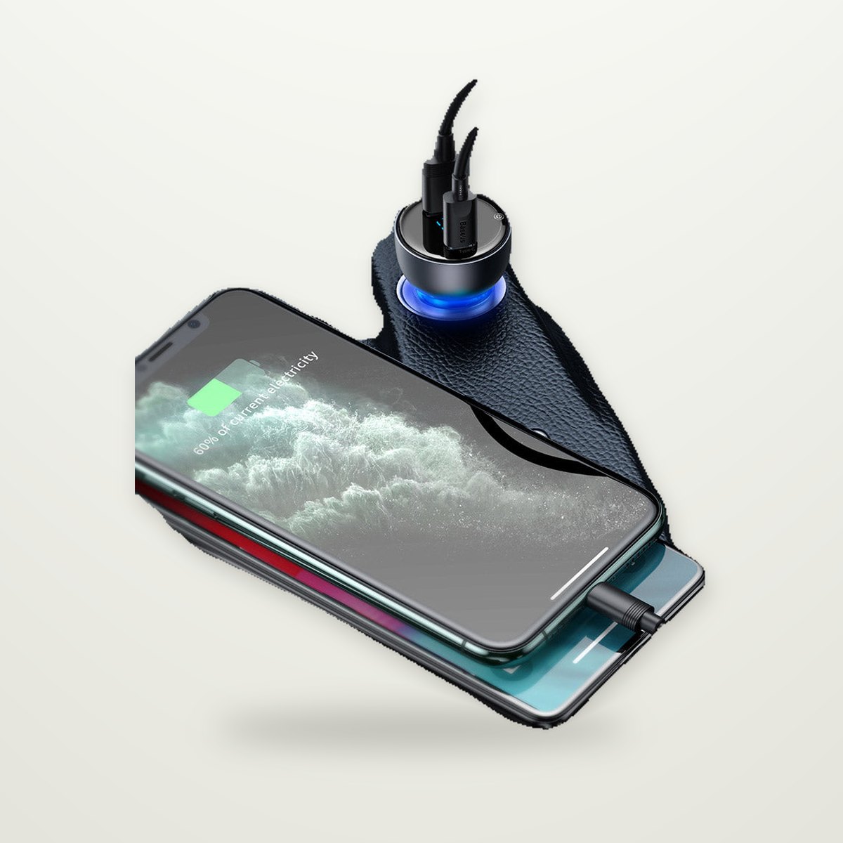 65W Dual-Port Car Charger with Voltage Display