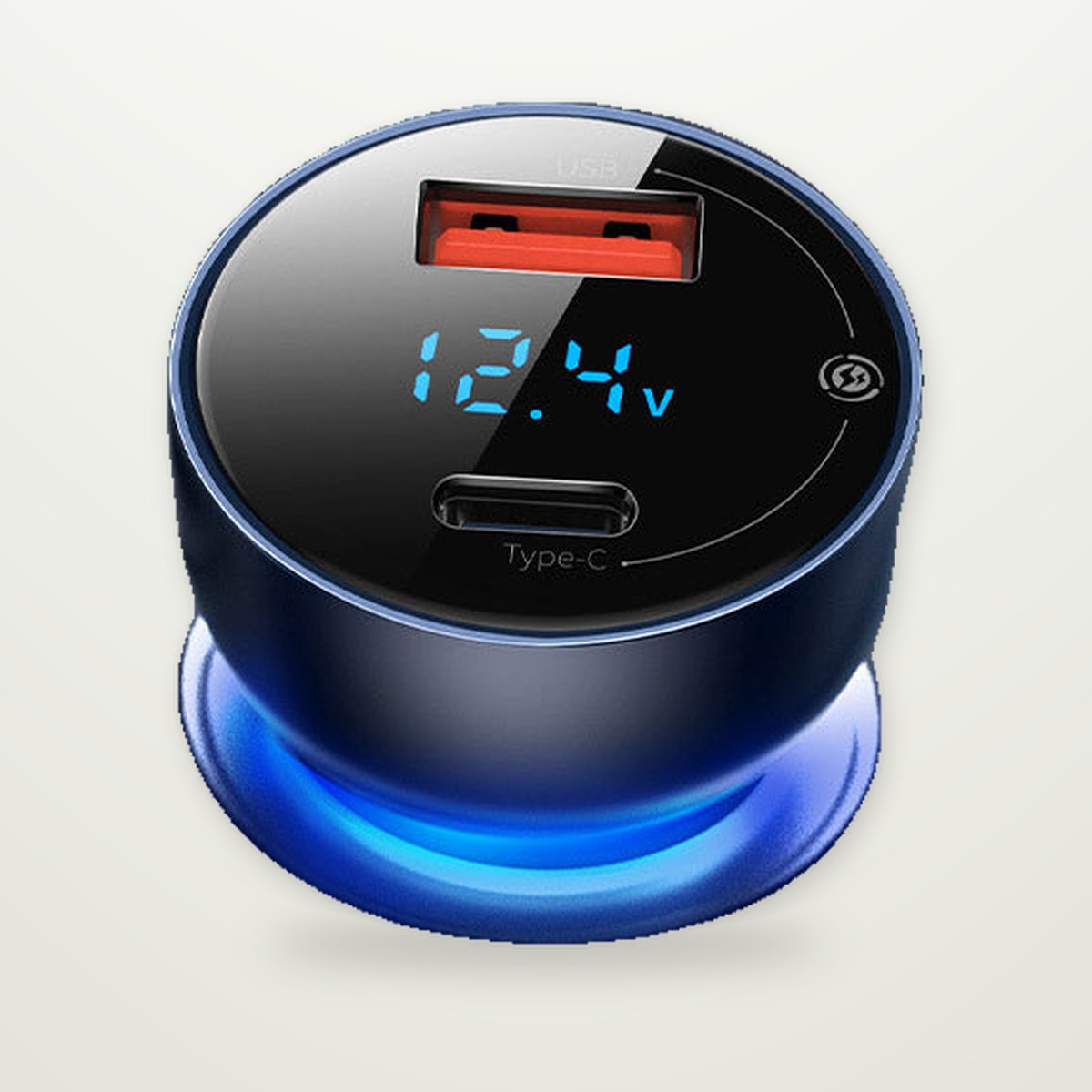65W Dual-Port Car Charger with Voltage Display