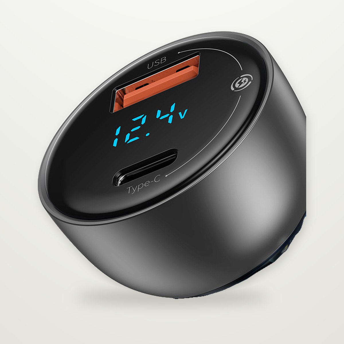 65W Dual-Port Car Charger with Voltage Display