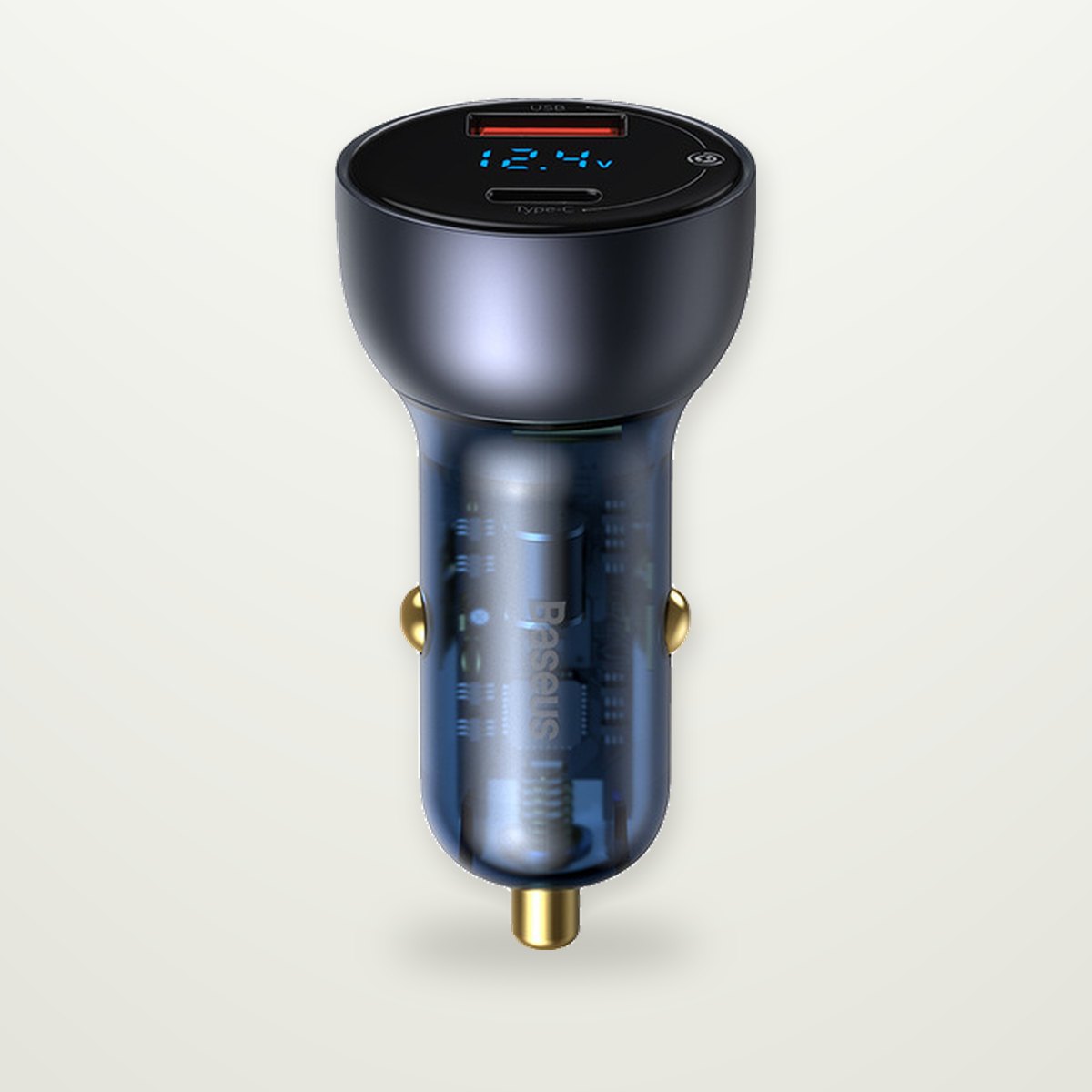 65W Dual-Port Car Charger with Voltage Display