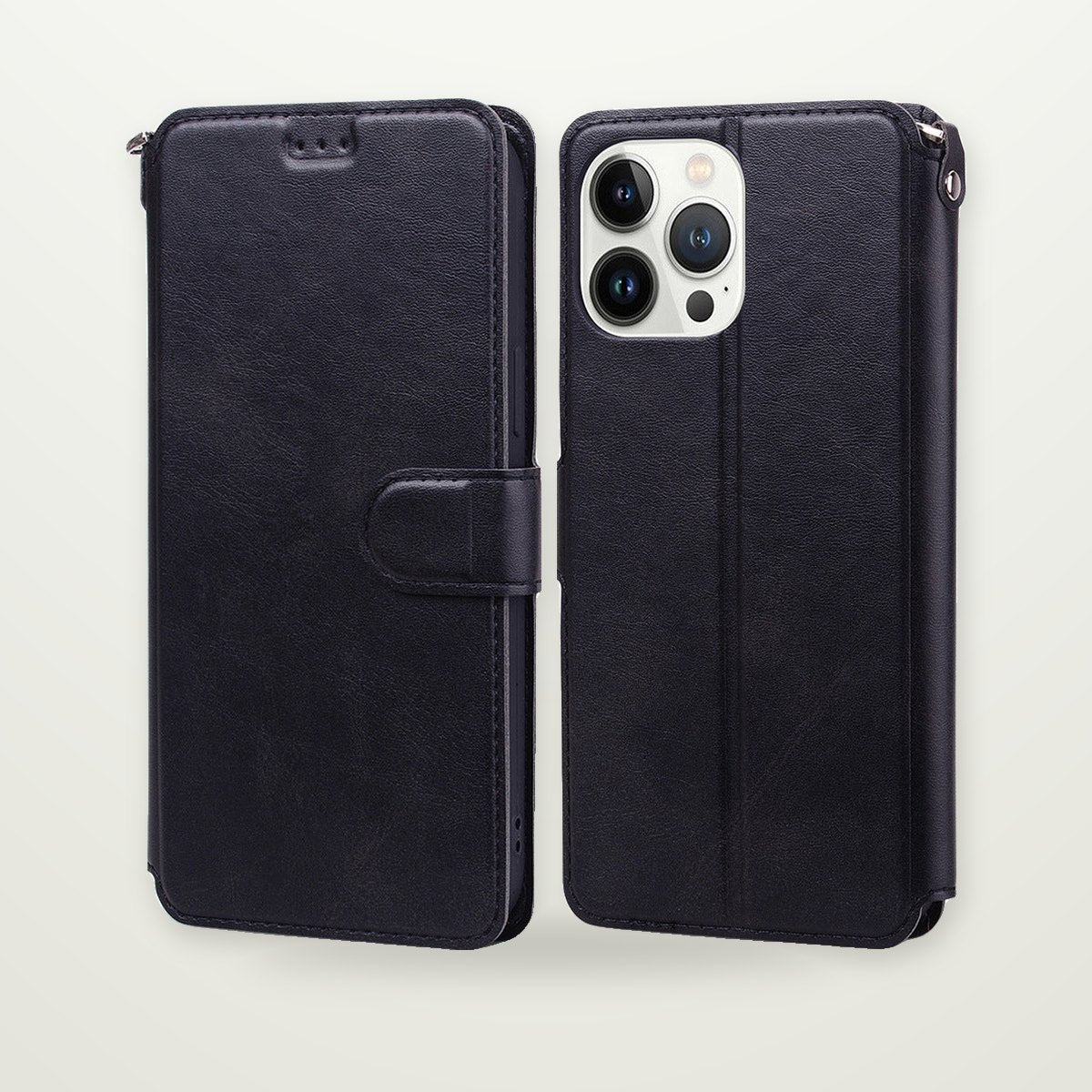 Leather-Look Flip Wallet Case for iPhone 14–17
