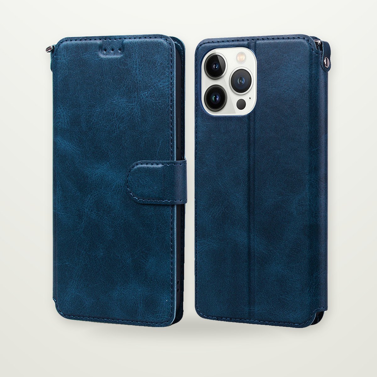 Leather-Look Flip Wallet Case for iPhone 14–17