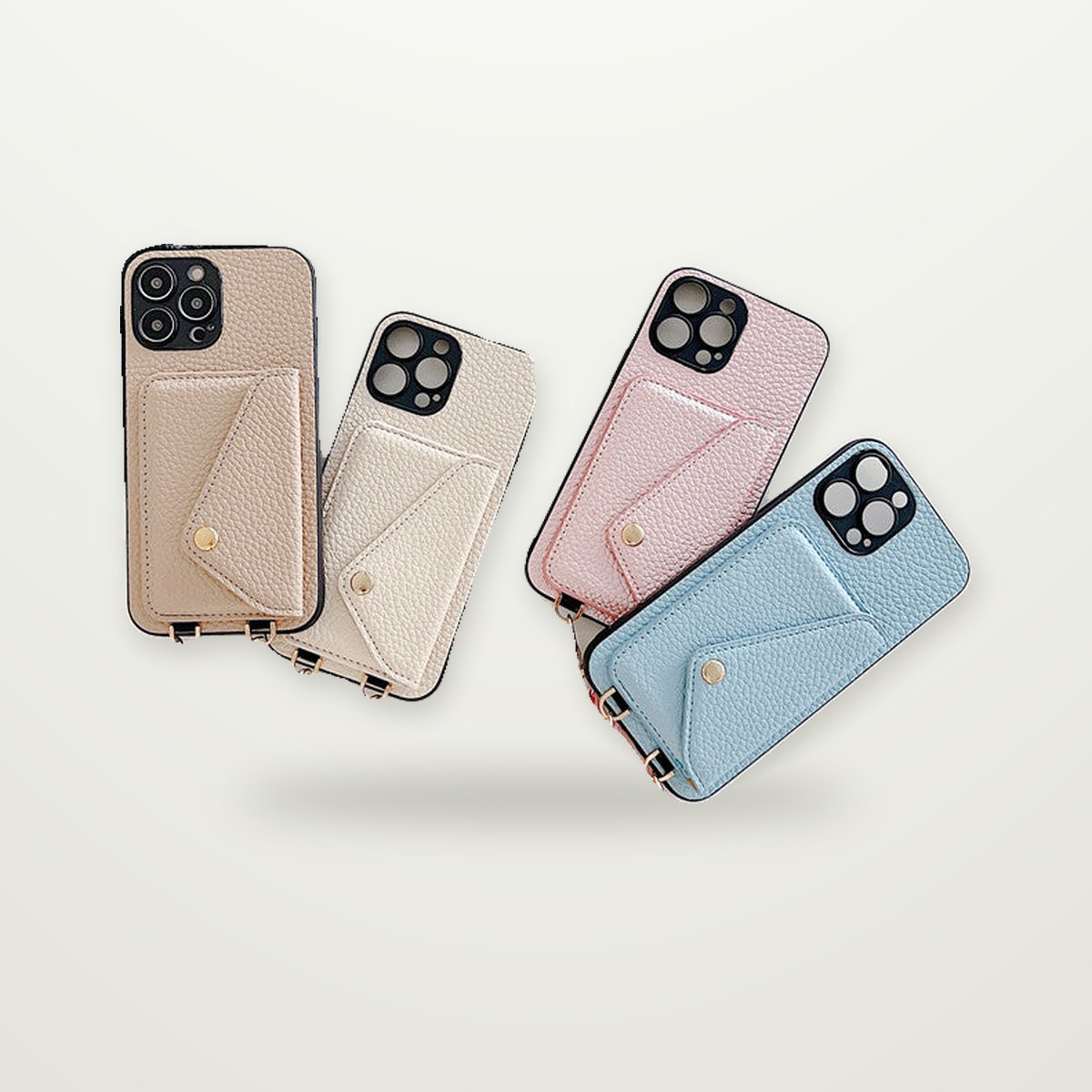 Lychee-Grain Card Case with Lanyard for iPhone 11–16