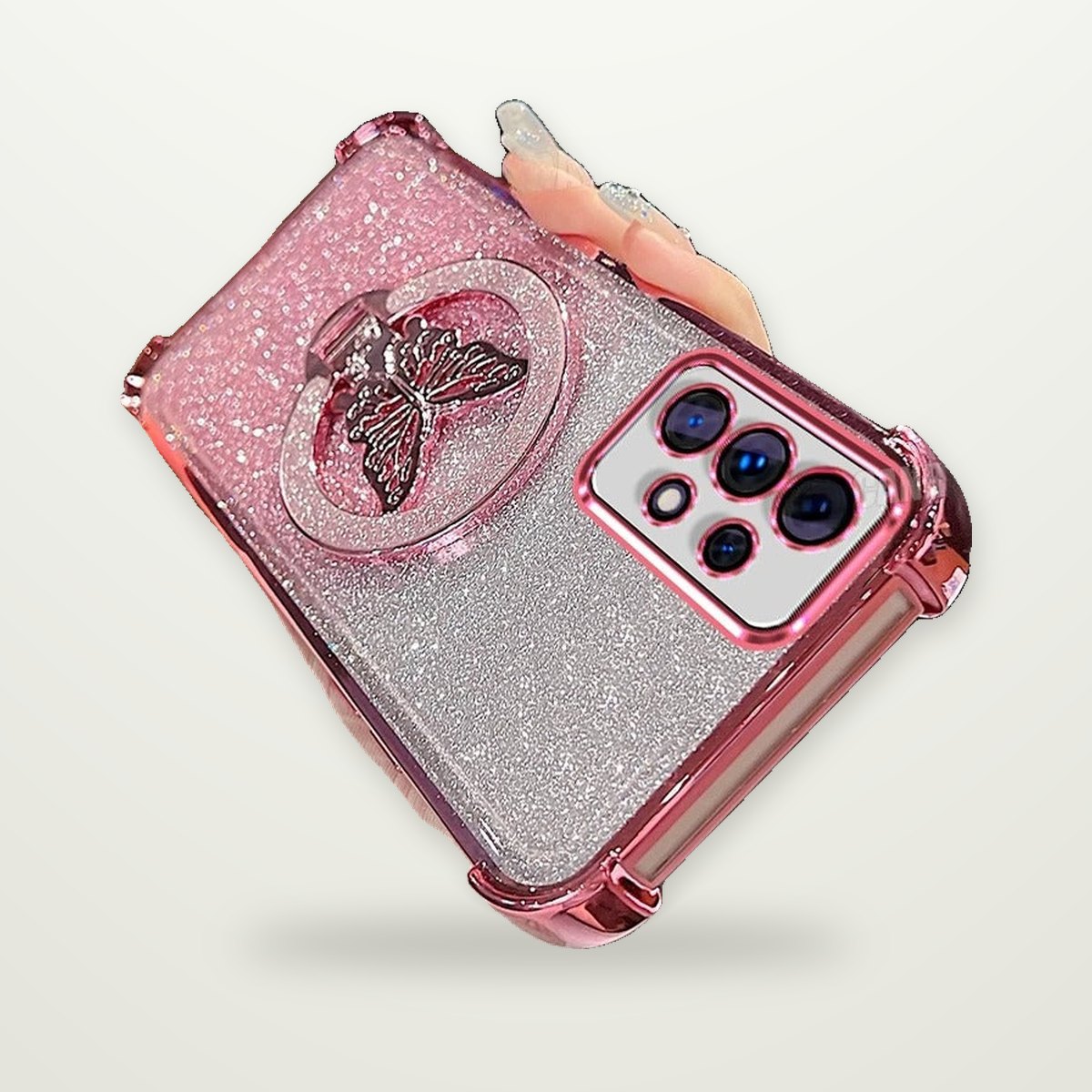 Electroplated Bow Magnetic Stand Case for Galaxy S22–S25