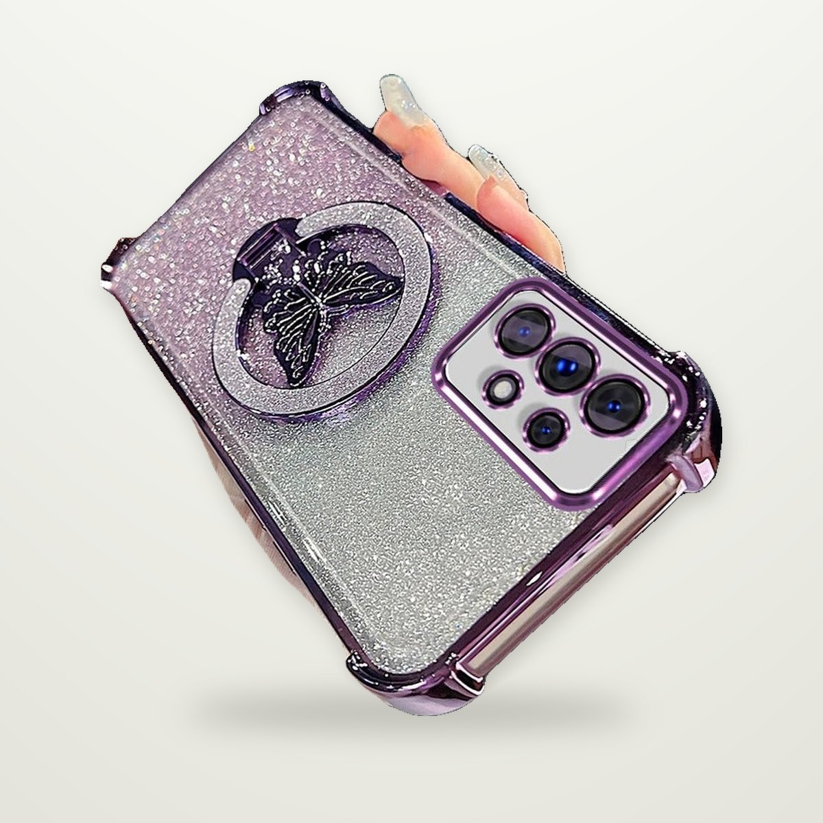 Electroplated Bow Magnetic Stand Case for Galaxy S22–S25