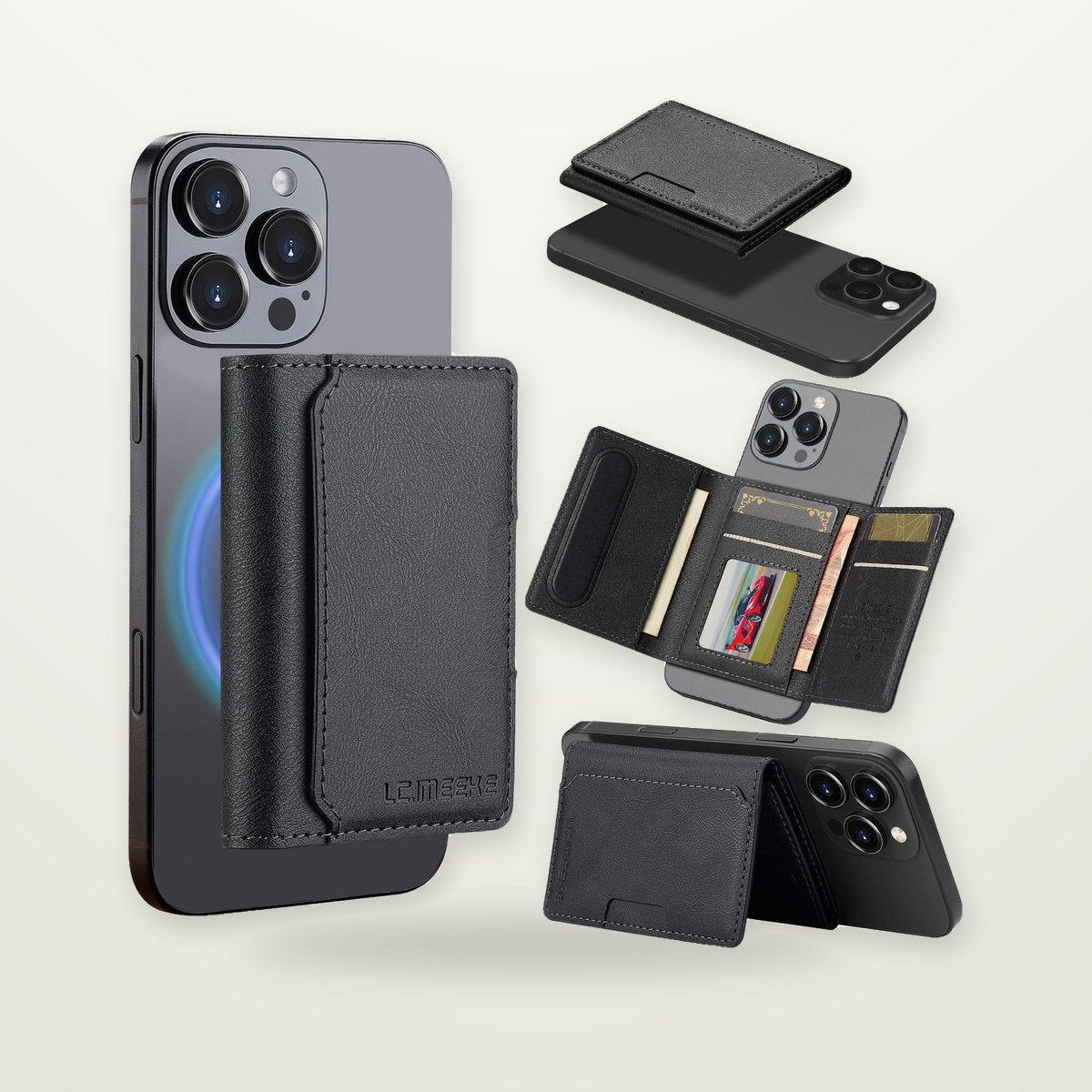 Anti-Skimming Magnetic Card Wallet Case for iPhone 16–17