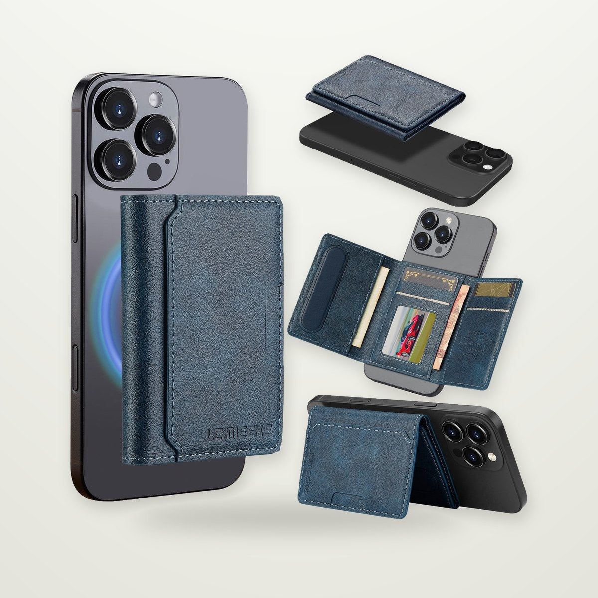 Anti-Skimming Magnetic Card Wallet Case for iPhone 16–17