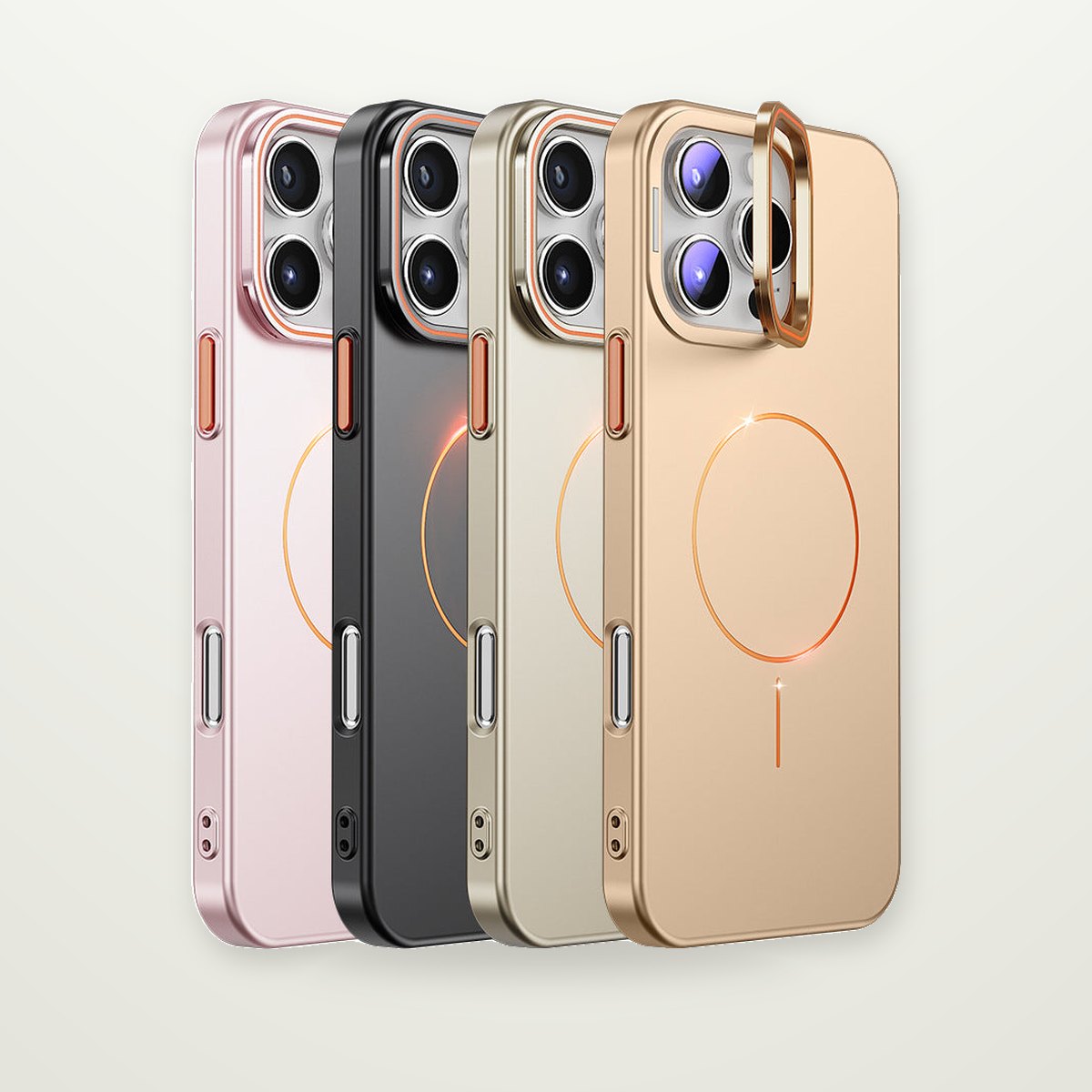 Gold-Ring Magnetic Stand Case for iPhone 13–17