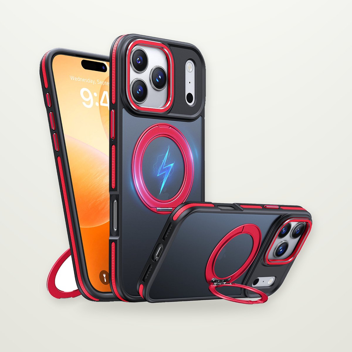 Geometric Magnetic Kickstand Case for iPhone 16–17