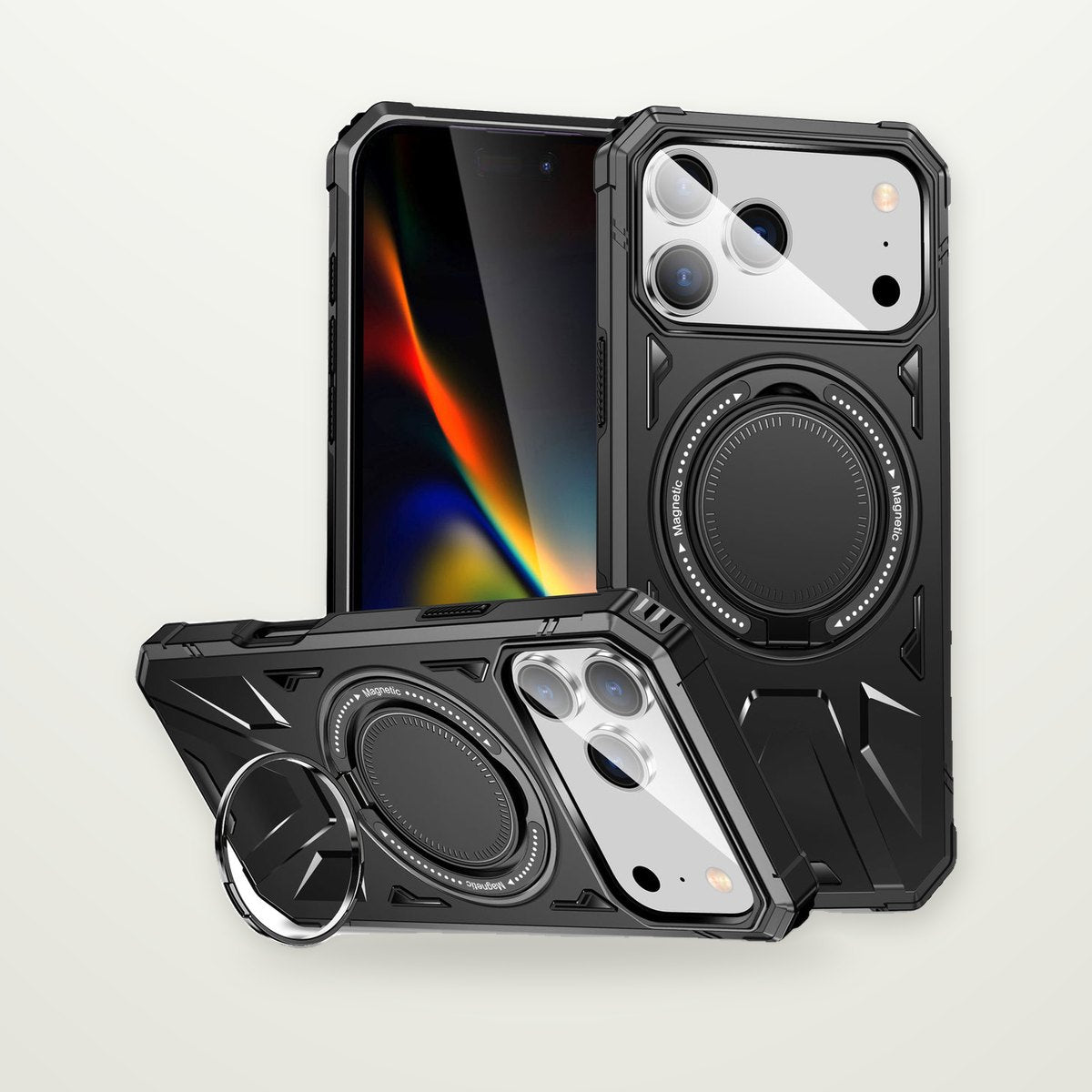 Matte Magnetic Case with Built-In Stand for iPhone 15–17