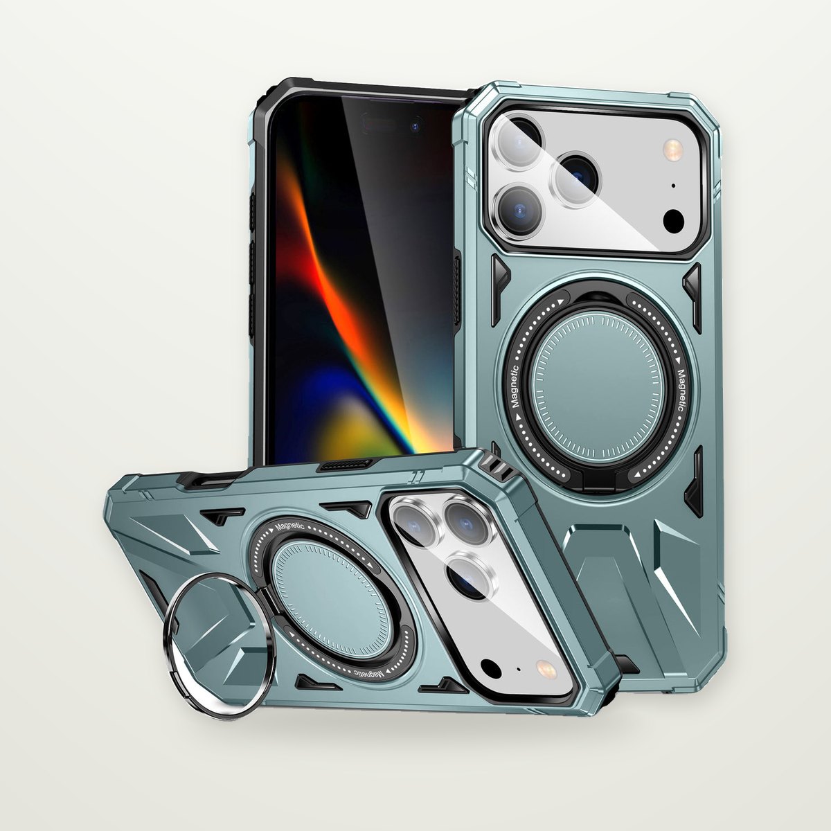 Matte Magnetic Case with Built-In Stand for iPhone 15–17