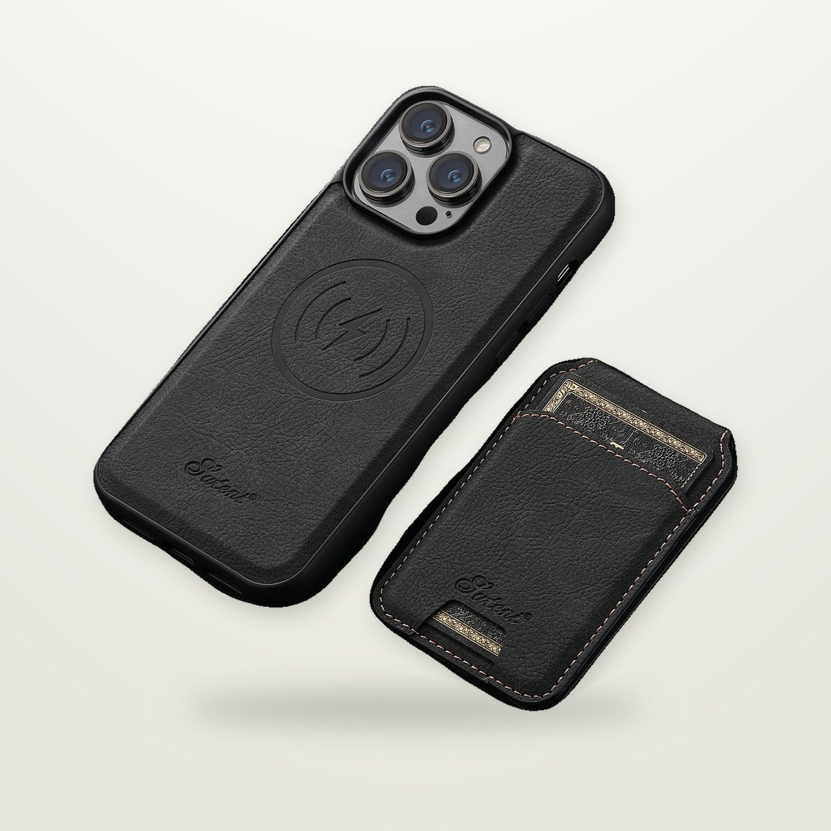 Litchi-Grain Leather-Look MagSafe Stand Case for iPhone 12–17