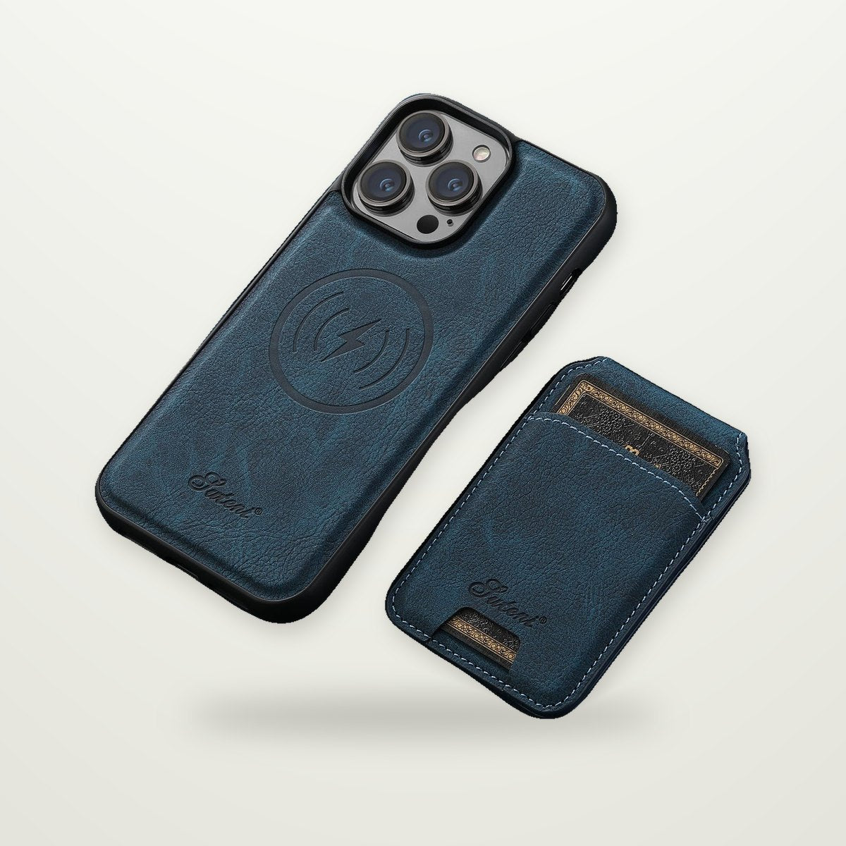 Litchi-Grain Leather-Look MagSafe Stand Case for iPhone 12–17