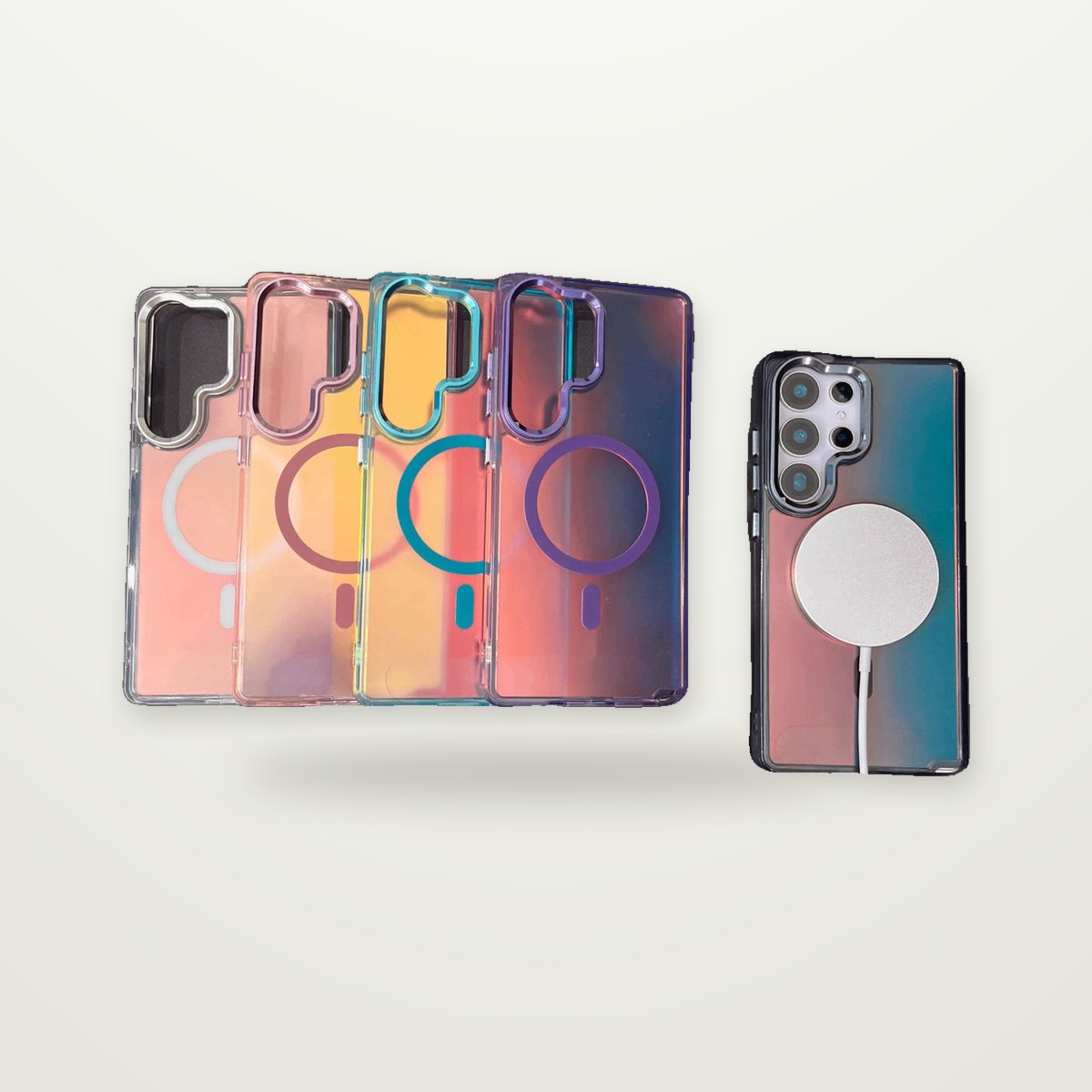 Matte Gradient Magnetic Case with Metal Lens Frame for Galaxy S23–S26