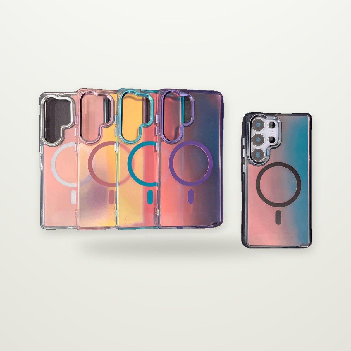 Matte Gradient Magnetic Case with Metal Lens Frame for Galaxy S23–S26