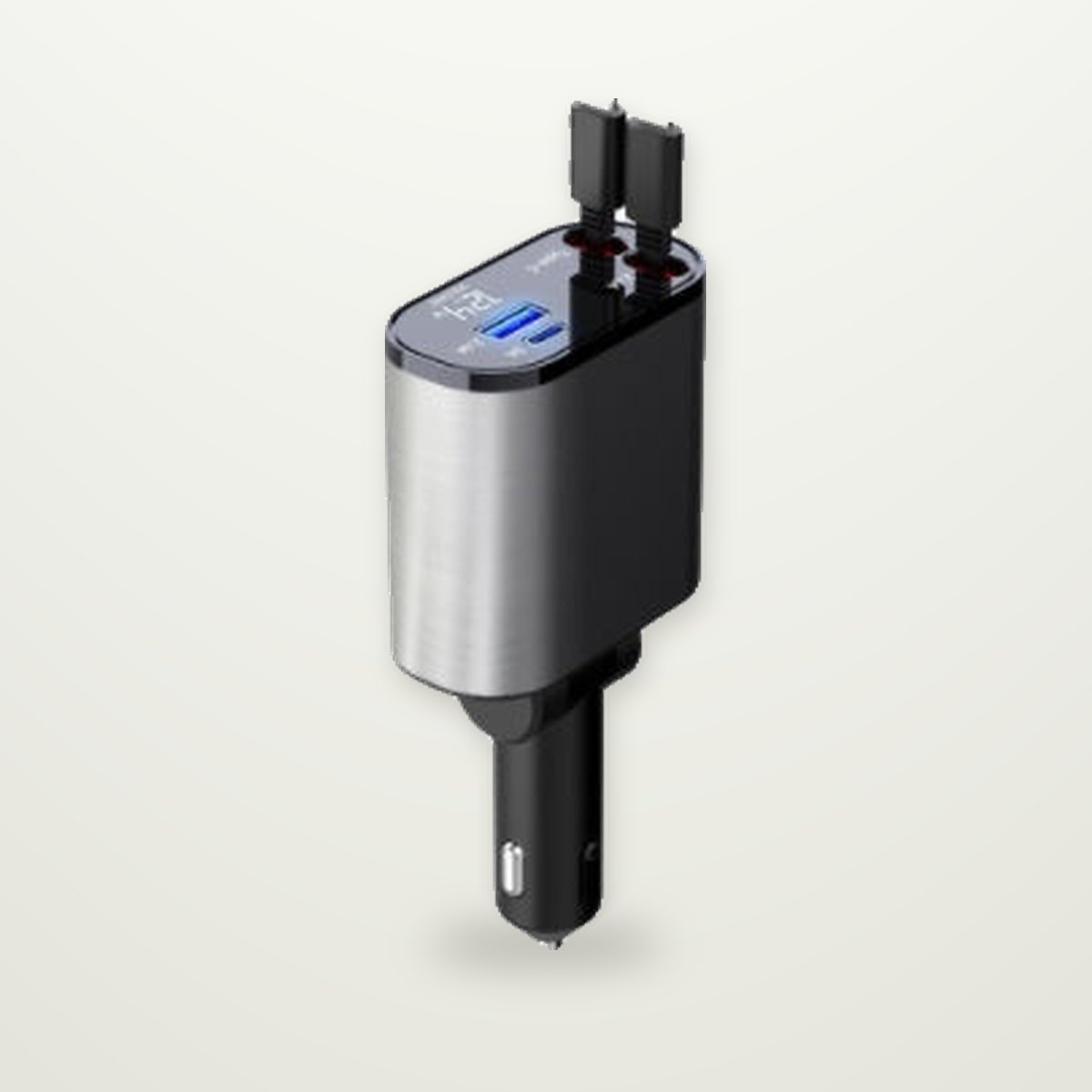 Retractable 100W Car Charger with Built-In Cables