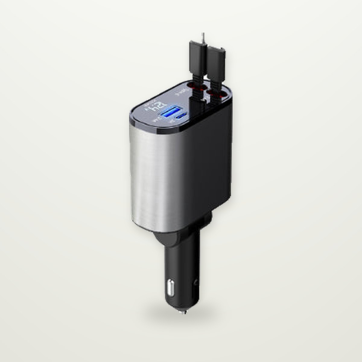 Retractable 100W Car Charger with Built-In Cables