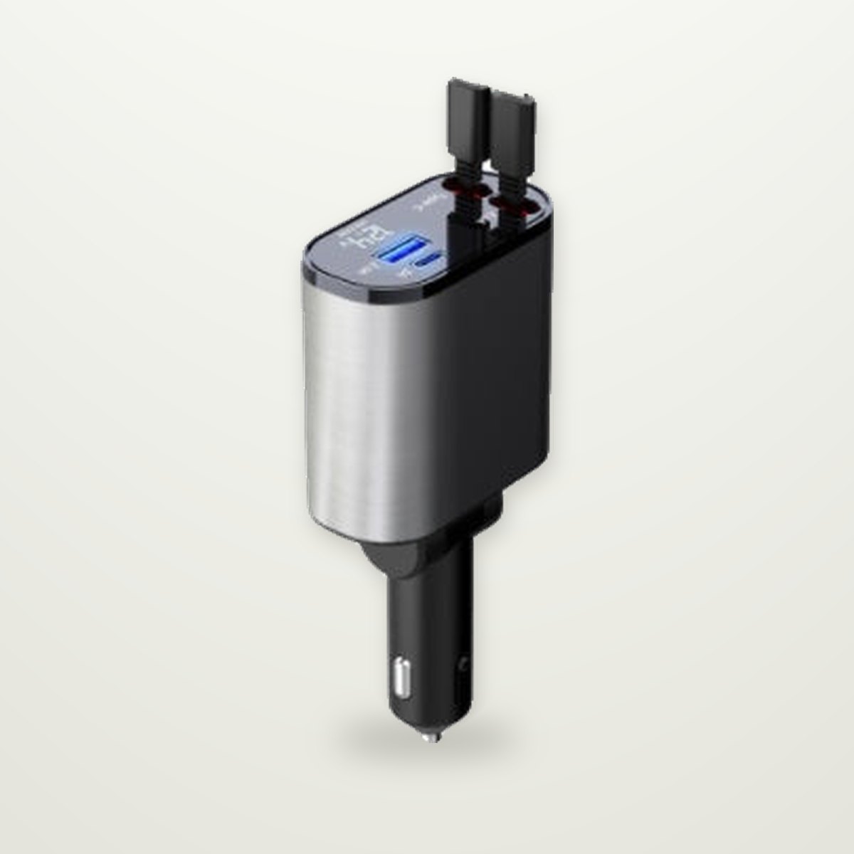 Retractable 100W Car Charger with Built-In Cables