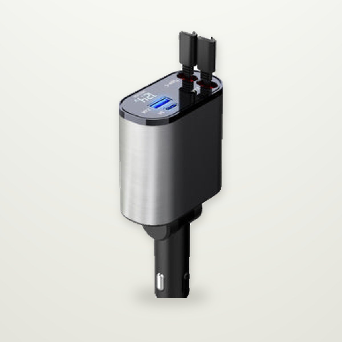 Retractable 100W Car Charger with Built-In Cables