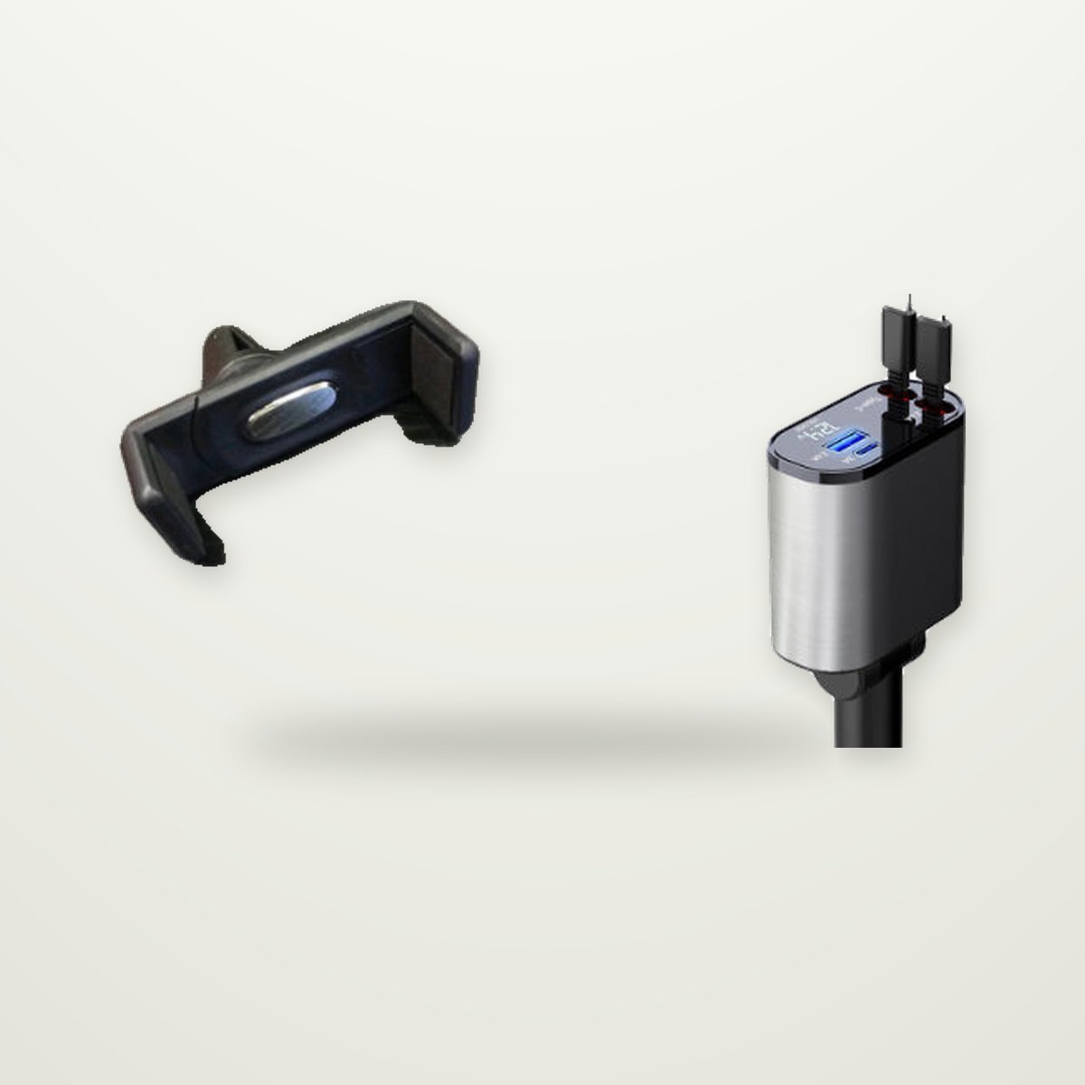 Retractable 100W Car Charger with Built-In Cables