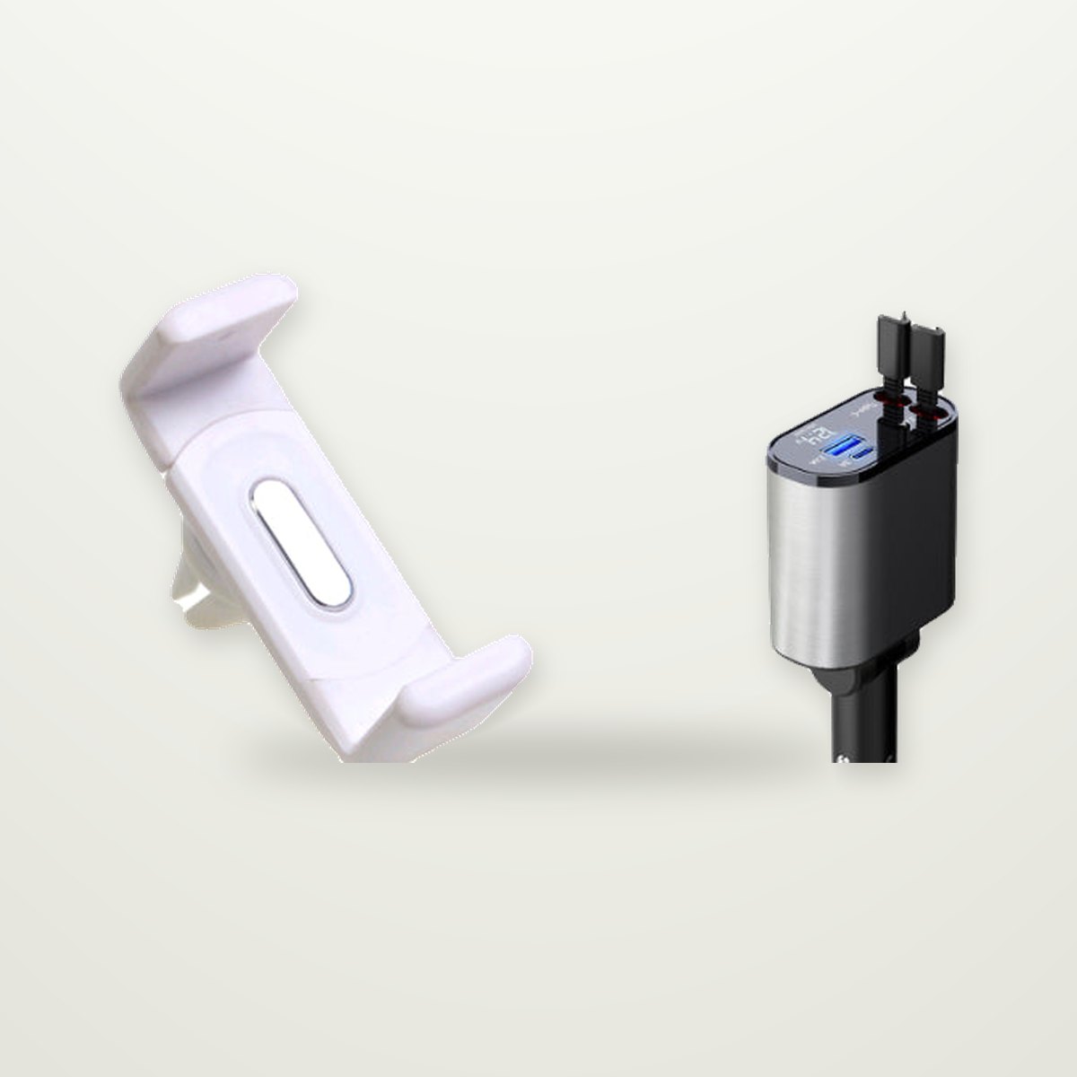 Retractable 100W Car Charger with Built-In Cables