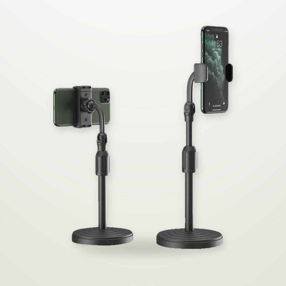 Height-Adjustable Desk Phone Stand with Optional Fill Light