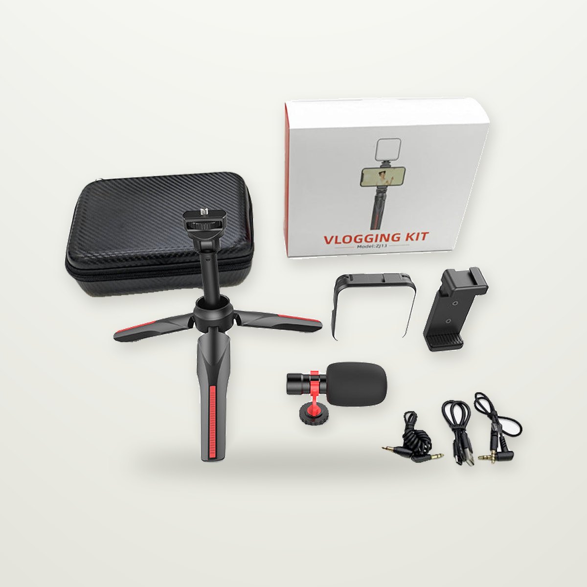 Selfie Stick Tripod with Bi-Color LED Video Light Kit