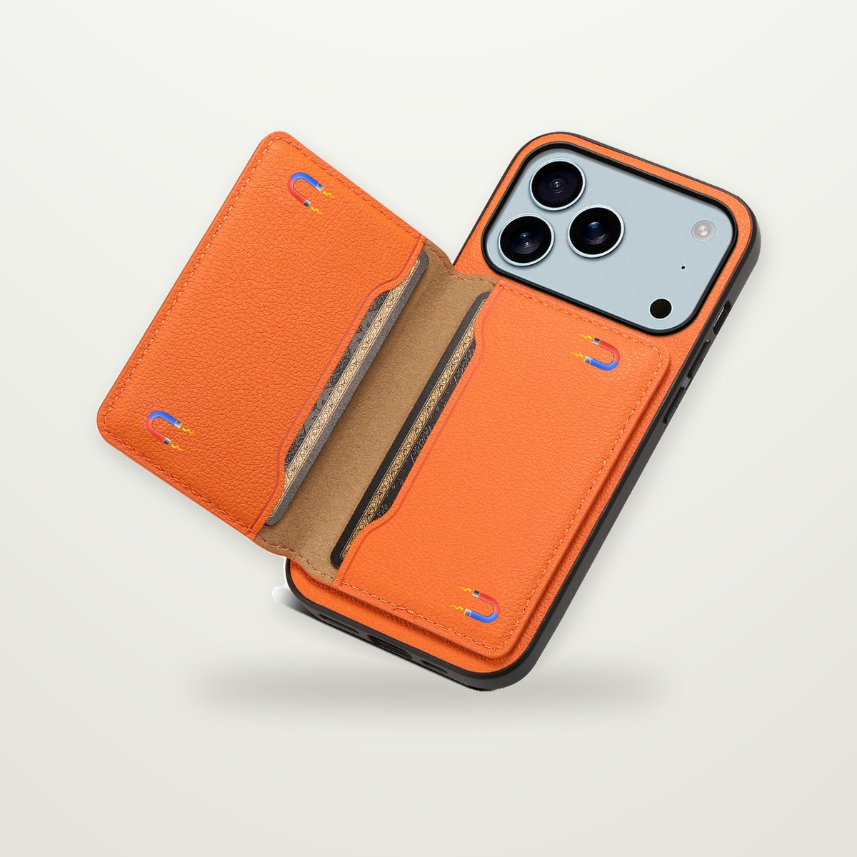 Leather-Look Card Slot Stand Case for iPhone 11–17