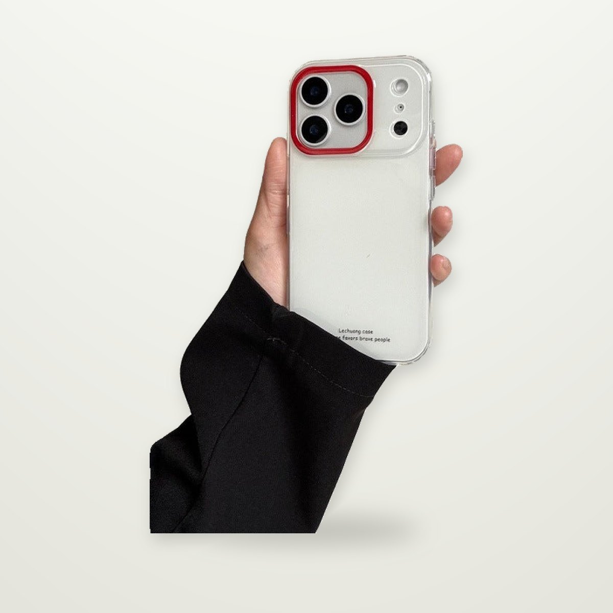 Red Lens-Ring Case with Dachshund Stand for iPhone 13–17