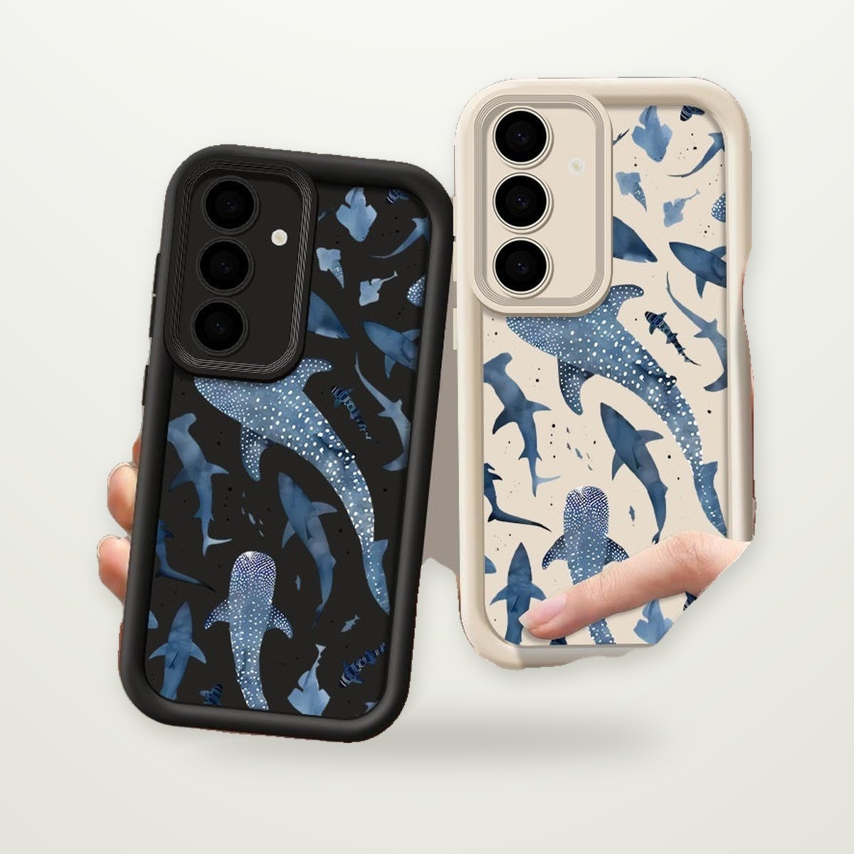 Shark Print Silicone Case for Galaxy S21–S25