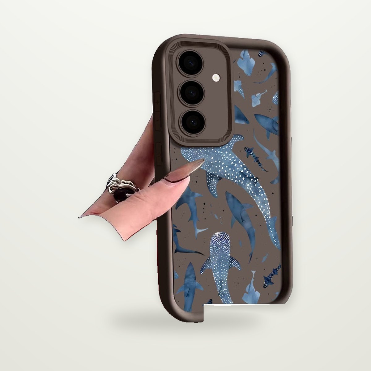 Shark Print Silicone Case for Galaxy S21–S25