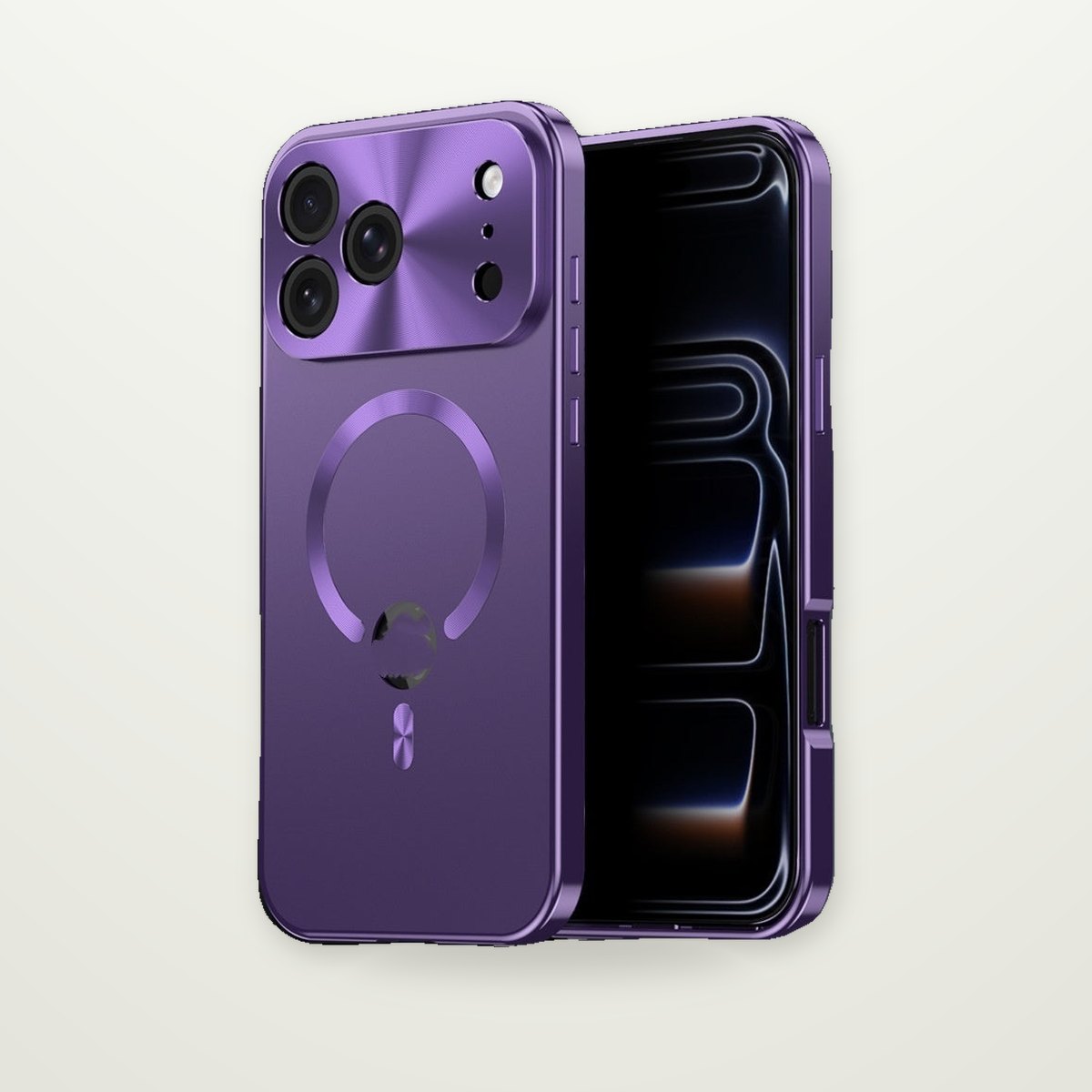 Electroplated Metal Magnetic Case with Logo Cutout for iPhone 14–17
