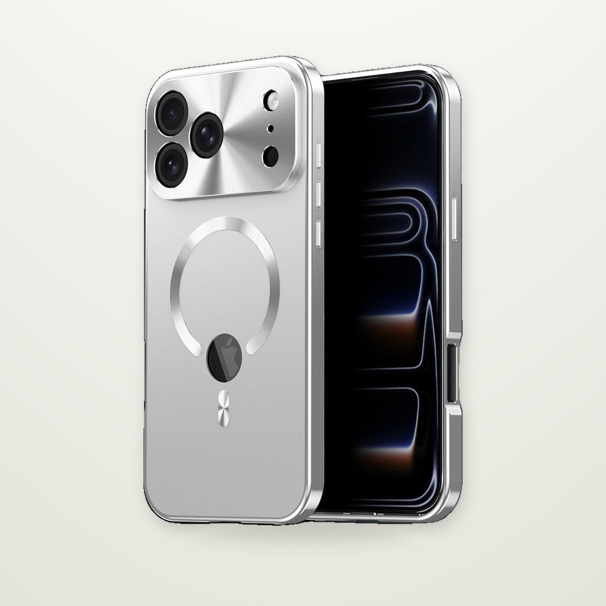 Electroplated Metal Magnetic Case with Logo Cutout for iPhone 14–17